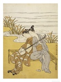 Two Lovers Playing a Shamisen reproduction procédé giclée par Suzuki Harunobu