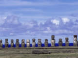 Moai At Ahu Tongariki, île de Pâques, Chili Photographie par Angelo Cavalli