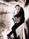 Saxophone Player in Tunnel Photographic Print by John Glembin
