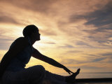 Woman Stretching by Sea, Ari Atoll, White Sands Island Photographic Print by Angelo Cavalli