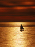 Silhouetted Sailboat at Sunset, Cape Cod, MA Photographic Print by John Greim