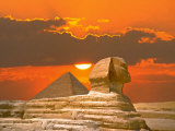 Sphinx and Pyramid at Sunset Photographic Print
