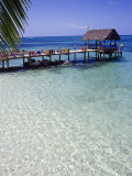 Dock with Chair and Straw Hut, Bahamas Photographic Print by Chel Beeson