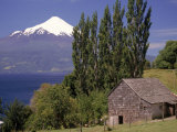 Farm house w/ mountain in background, Chile, Photographic Print