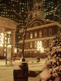 Faneuil Hall at Christmas with Snow, Boston, MA Photographie par James Lemass