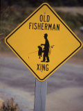 Old Fisherman Crossing Sign, Westerly Beach, RI Fotografie-Druck