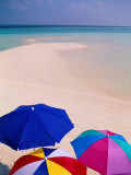 Umbrellas on Beach, Maldives Photographic Print by Stuart Westmoreland