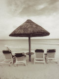 Palapa Umbrella on the Beach, Cancun, Mexico Photographic Print by Mark Gibson