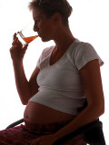 Silhouette of Pregnant Woman Drinking Alcohol Photographic Print