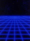 Computer Graphic of Blue Grid with Space and Stars Lámina fotográfica