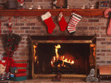 Fireplace with Christmas Stockings Photographic Print by Chris Lowe