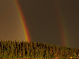 Double Rainbow Above Forest Photographic Print