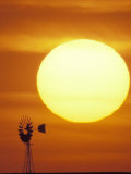 Sun Setting Over Windmill Photographic Print