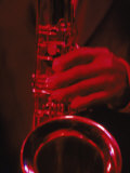Close-up of Man Playing Saxophone in Jazz Club Photographic Print by Gary Conner