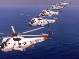Navy Helicopters Flying Over the Ocean Photographic Print by Robert Marien