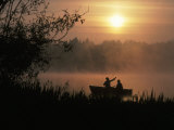 Fishermen in Small Boat, Lake Cassidy, WA Photographie par Jim Corwin