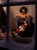 Santa Claus Asleep in Living Room Chair Photographic Print