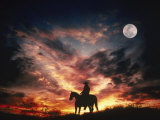 Silhouette of Cowboy on Horse, AZ Lámina fotográfica por Mick Roessler