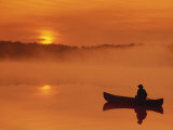 Person Canoeing at Sunrise Photographic Print by Ken Wardius