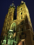 St. Marys Church, Rynek Glowny Town Sq, Krakow Photographic Print by Walter Bibikow