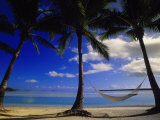 Palmiers et hammac, Aitutaki, Iles Cook Photographie par Walter Bibikow