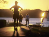 Runner Pausing at Sunset, Charles River Esplanade Photographic Print by Mark Hunt