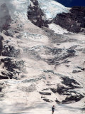 Hiker and Face of Mt. Rainier, WA Photographic Print by Yvette Cardozo