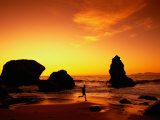 Runner Silhouetted on Beach Photographie par Robert Houser