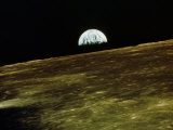 Earth Rise Over Moon Surface Photographic Print