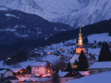 View of Village and Mont-Blanc, French Alps Photographie par Walter Bibikow
