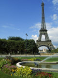 Eiffel Tower, Flowers and Fountain, Paris, France Photographic Print by James Lemass