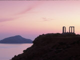 Silhouette of Temple of Poseidon, Attica, Greece Photographic Print by Walter Bibikow