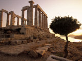 Temple of Poseidon Sunset, Sounion, Attica, Greece Photographic Print by Walter Bibikow