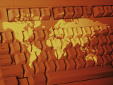 World Map Projected on Computer Keyboard Photographic Print by Carol & Mike Werner