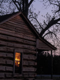 Log Cabin Window Reflecting Sunset, Red Hill, GA Photographic Print by Jeff Greenberg