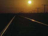 Train Tracks at Sunset, West Texas Photographic Print by Wiley & Wales 