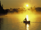 Silhouetted Canoeist, Boundary Waters, MN Photographic Print by Amy And Chuck Wiley/wales