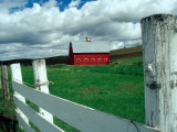 Red Barn and Clouds Photographic Print