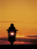 Silhouetted Motorcyclist at Sunset, Marin City, CA Photographic Print by Robert Houser