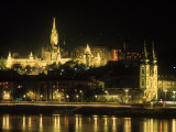 View of Budapest, Hungary at Night Photographic Print by Ron Rocz