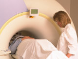 Technician Positioning Patient for Mri Photographic Print by Frank Pedrick