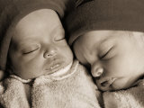 Newborn Twins Sleeping Photographic Print by Peter Walton