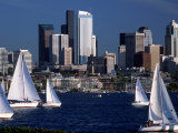 Sailboats and Skyline, Lake Union, Seattle, WA Photographic Print by Jim Corwin