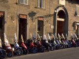 Scooters Lined Up Along Street, Florence, Italy Photographic Print by Frank Pedrick