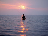 Man Fishing in Middle of the Water Photographic Print by David White