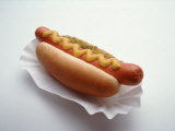 Hot Dog in Bun with Mustard Fotografie-Druck von Howard Sokol