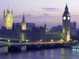 Houses of Parliament at Night, London, England Fotografie-Druck von Walter Bibikow