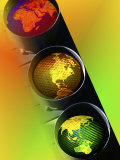 Globes in Traffic Light Photographic Print by Carol & Mike Werner