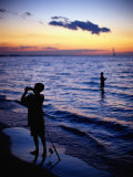 Boys Fishing, Lake Erie, OH Photographic Print by Jeff Greenberg