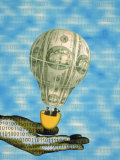 Hand with Financial Hot Air Balloon and Binary Code Photographic Print by Carol & Mike Werner